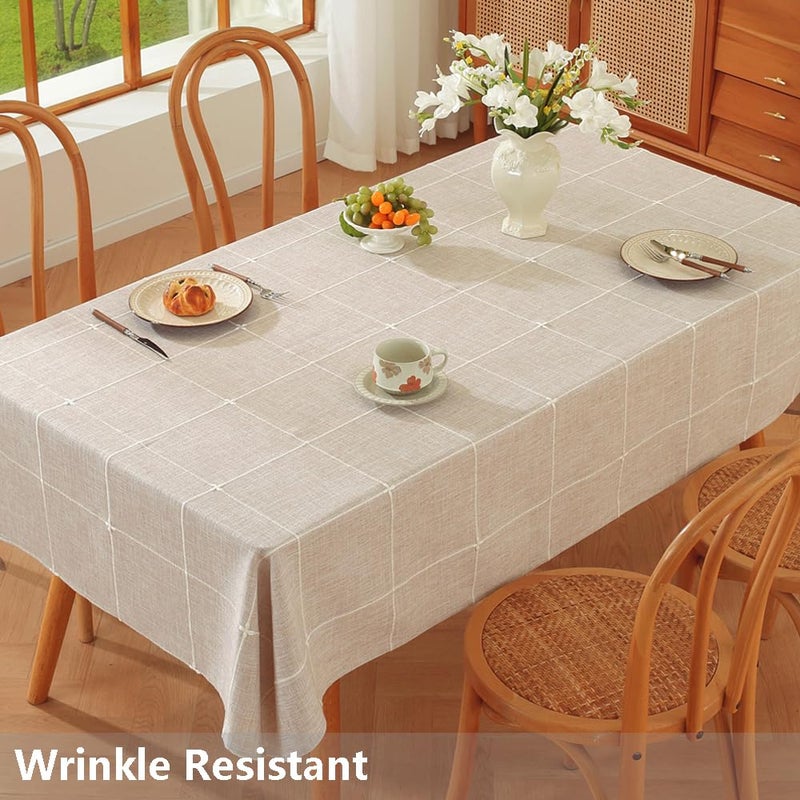 TruDelve Extra Long Tablecloth 120 Inch Cloth Tablecloths Gray Table Cover for 8 Foot Tables Farmhouse Washable Tablecloth(Linen,120"x52",Rectangular) - Image 2
